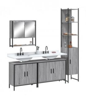 vidaXL 4 Piece Bathroom Furniture Set Grey Sonoma Engineered Wood — V0671979660