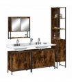 vidaXL 4 Piece Bathroom Furniture Set Smoked Oak Engineered Wood — V0671979661
