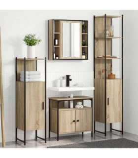 vidaXL Bathroom Furniture Set 4 pcs Sonoma Oak Engineered Wood — V0671979746