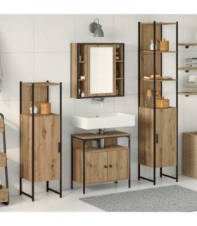 vidaXL Bathroom Furniture Set 4 pcs Artisan Oak Engineered Wood — V0671979748