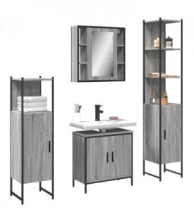 vidaXL 4 Piece Bathroom Cabinet Set Grey Sonoma Engineered Wood — V0671979752