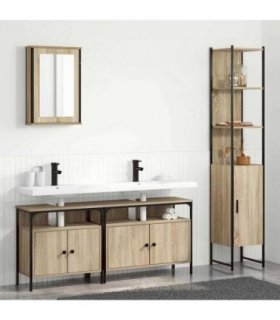 vidaXL Bathroom Furniture Set 4 pcs Sonoma Oak Engineered Wood — V0671979786