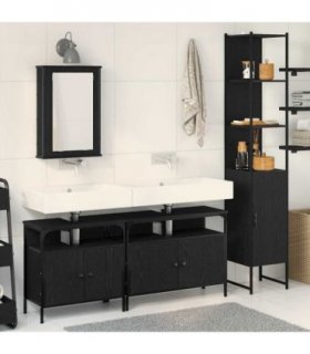 vidaXL Bathroom Furniture Set 4 pcs Black Oak Engineered Wood — V0671979792