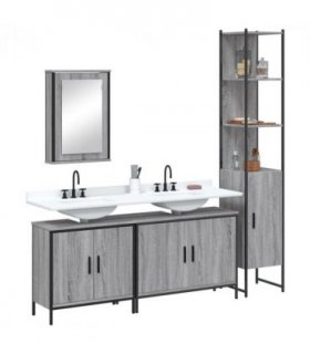 vidaXL 4 Piece Bathroom Furniture Set Grey Sonoma Engineered Wood — V0671979793