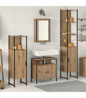 vidaXL Bathroom Furniture Set 4 pcs Artisan oak Engineered wood — V0671979806