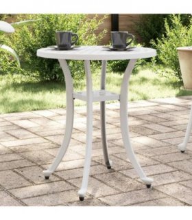 vidaXL Garden Table White Ø48x53 cm Cast Aluminium