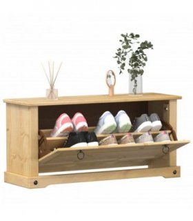 vidaXL Shoe Cabinet Corona 99x32x47 cm Solid Wood Pine — Colour: honey wax