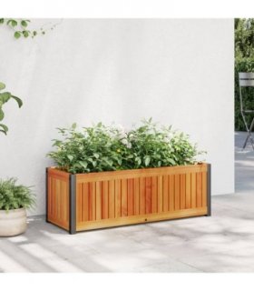 vidaXL Garden Planter 80x30x27.5 cm Solid Wood Acacia and Steel — Size: 80 x 30 x 27.5 cm