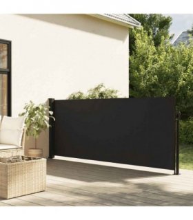 vidaXL Retractable Side Awning Black 140x500 cm — Size: 140 x 500 cm