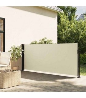 vidaXL Retractable Side Awning Cream 120x500 cm — Size: 120 x 500 cm