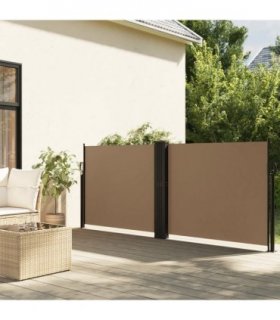 vidaXL Retractable Side Awning Taupe 140x1200 cm — Size: 140 x 1200 cm