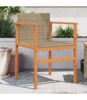 vidaXL Garden Chairs 2 pcs Beige Poly Rattan&Solid Wood
