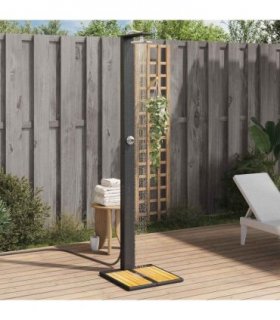 vidaXL Outdoor Shower Black 50x55x224 cm Poly Rattan and Acacia Wood