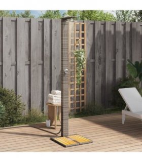 vidaXL Outdoor Shower Grey 50x55x224 cm Poly Rattan and Acacia Wood