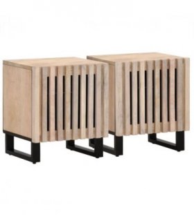 vidaXL Bedside Cabinets 2 pcs 40x34x46 cm Solid Wood Bleached Mango