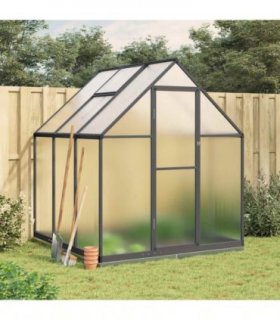 vidaXL Greenhouse with Base Frame Anthracite 169x169x202 cm Aluminium — Size: 169 x 169 x 202 cm