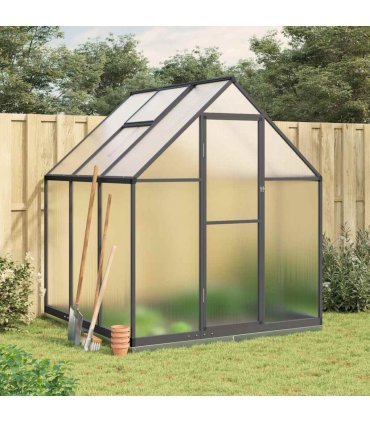 vidaXL Greenhouse with Base Frame Anthracite 169x169x202 cm Aluminium — Size: 169 x 169 x 202 cm