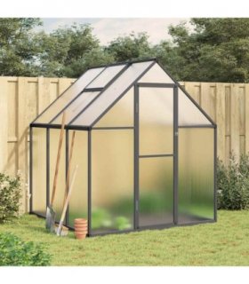 vidaXL Greenhouse with Base Frame Anthracite 169x169x195 cm Aluminium — Size: 169 x 169 x 195 cm