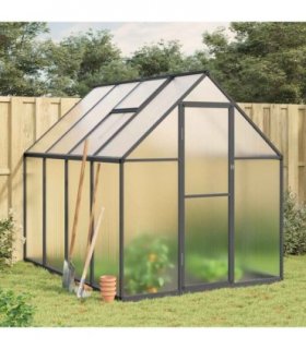 vidaXL Greenhouse with Base Frame Anthracite 224x169x195 cm Aluminium — Size: 224 x 169 x 195 cm