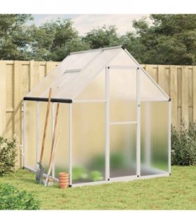 vidaXL Greenhouse with Base Frame Silver 169x169x195 cm Aluminium — Size: 169 x 169 x 195 cm