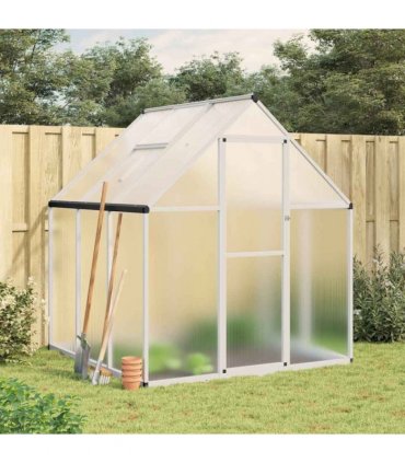 vidaXL Greenhouse with Base Frame Silver 169x169x195 cm Aluminium — Size: 169 x 169 x 195 cm