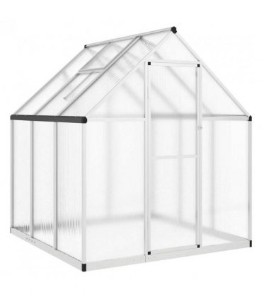 vidaXL Greenhouse with Base Frame Silver 169x169x195 cm Aluminium — Size: 169 x 169 x 195 cm