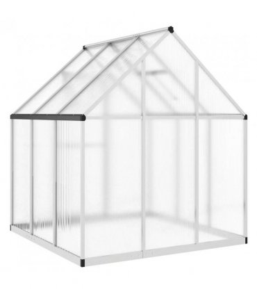 vidaXL Greenhouse with Base Frame Silver 169x169x195 cm Aluminium — Size: 169 x 169 x 195 cm
