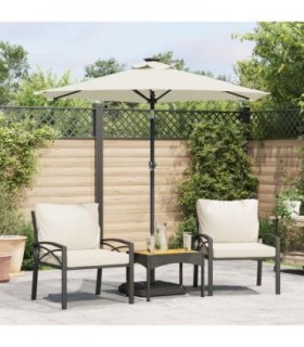 vidaXL Garden Parasol with LEDs and Steel Pole White 225x225x212cm