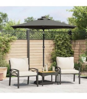 vidaXL Garden Parasol with LEDs and Steel Pole Anthracite 225x225x212cm