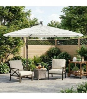 vidaXL Garden Parasol with Steel Pole White 269x269x235 cm — Size: 269 x 269 x 235 cm