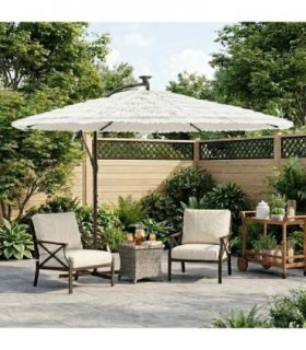 vidaXL Garden Parasol with Steel Pole White 290x290x238 cm — Size: 290 x 290 x 238 cm