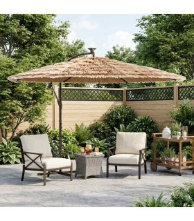 vidaXL Garden Parasol with Steel Pole Brown 269x269x235 cm — Size: 269 x 269 x 235 cm