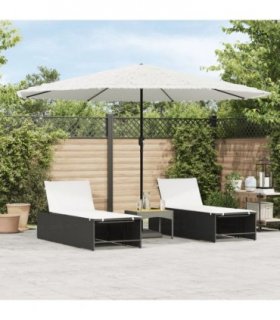 vidaXL Garden Parasol with Steel Pole White 388x388x248 cm — Size: 388 x 388 x 248 cm