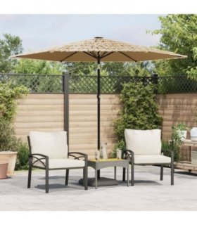 vidaXL Garden Parasol with Steel Pole Brown 268x268x226 cm — Size: 268 x 268 x 226 cm