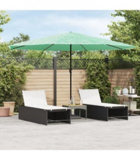 vidaXL Garden Parasol with Steel Pole Green 388x388x248 cm — Size: 388 x 388 x 248 cm