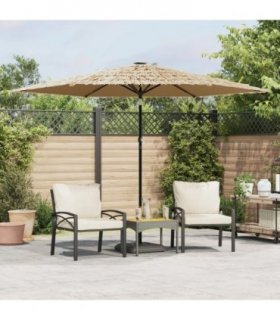 vidaXL Garden Parasol with Steel Pole Brown 288x288x225 cm — Size: 288 x 288 x 225 cm