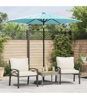 vidaXL Garden Parasol with Steel Pole Blue 223x223x213 cm — Size: 223 x 223 x 213 cm