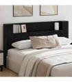 vidaXL Headboard with Storage and LED Black Oak Engineered Wood — Size: 180 cm