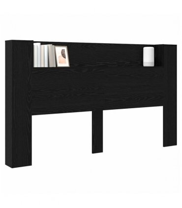 vidaXL Headboard with Storage and LED Black Oak Engineered Wood — Size: 180 cm