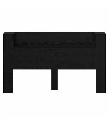 vidaXL Headboard with Storage and LED Black Oak Engineered Wood — Size: 180 cm