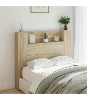 vidaXL Headboard with Storage and LED Sonoma Oak Engineered Wood — Size: 120 cm