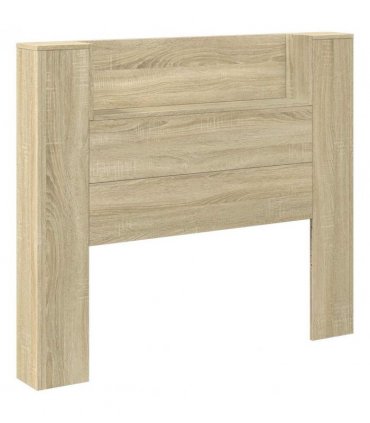 vidaXL Headboard with Storage and LED Sonoma Oak Engineered Wood — Size: 120 cm