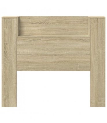 vidaXL Headboard with Storage and LED Sonoma Oak Engineered Wood — Size: 120 cm