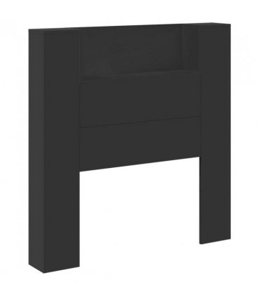 vidaXL Headboard with Storage and LED Black Engineered Wood — Size: 100 cm