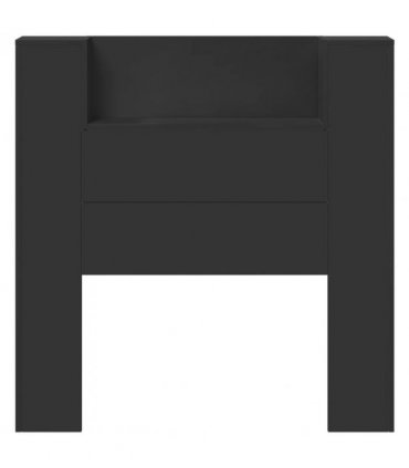 vidaXL Headboard with Storage and LED Black Engineered Wood — Size: 100 cm