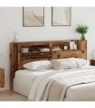 vidaXL Headboard with Storage and LED Old Wood Engineered Wood — Size: 200 cm