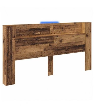 vidaXL Headboard with Storage and LED Old Wood Engineered Wood — Size: 200 cm