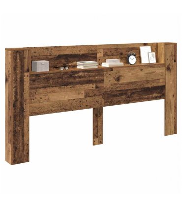 vidaXL Headboard with Storage and LED Old Wood Engineered Wood — Size: 200 cm