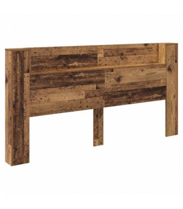 vidaXL Headboard with Storage and LED Old Wood Engineered Wood — Size: 200 cm