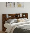 vidaXL Headboard with Storage and LED Smoked Oak Engineered Wood — Size: 200 cm